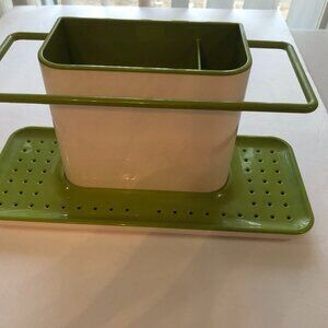Green and White Kitchen Utensil Holder